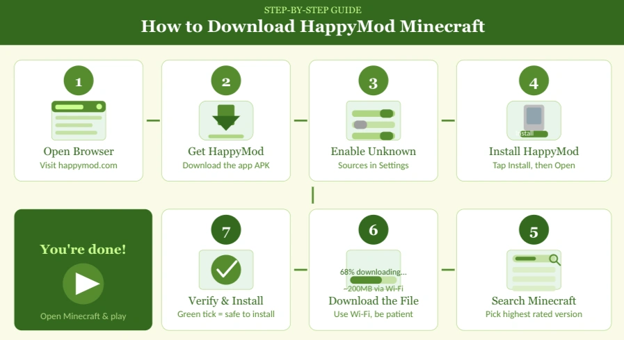 how to downloah happymodminecraft
